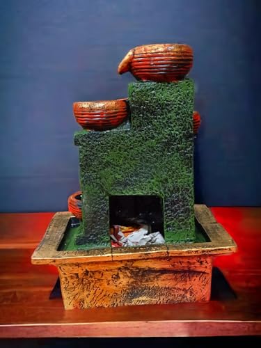 ABHISHAR CREATIONS Presents Decorative 5 Diya Step Water Fountain for Living Room, Bedroom, Dining Room, Kitchen, Bathroom