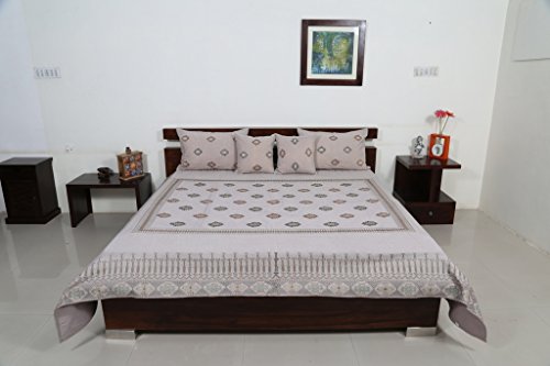 Indigenous Jaipuri Linen Double Bedding Set - 5 Piceses