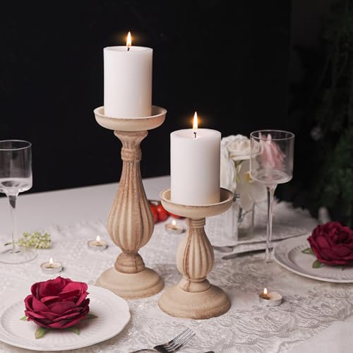 10pcs White Pillar Candles 2.8x4 inch Candles, Smokeless and Dripless Large Candles Pillar 50 Hours Burning Time, Round Candles for Wedding Dinner Home Decor (10pcs)