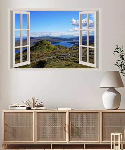 JVERF - JZZA27583 Scotland Mountains Isle of Skye Clouds| Self-Adhesive Open Window Wall Sticker