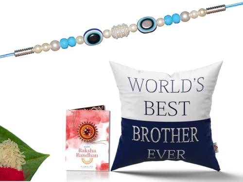 Pillow Rakhi for Brother with Gift - Rakhi with Rakhi Cushion with Filler Greeting Card- Rakhi for Brother, Gifts for Brother, Gifts for Rakhi, Gifts for Rakshabandhan Rakhi Gifts-CH-BRO-31-PC