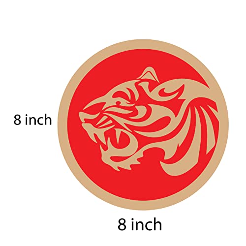 DOTME Tiger Wooden With Vinyl Sticker Decorative Design Wall Décor For Home Kids Bedroom Living Room Hall DIY Art 8 INCH (Red)