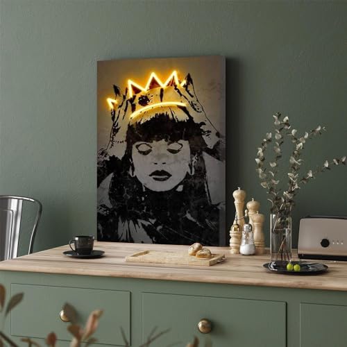 GADGETS WRAP Canvas Gallery Wrap Framed for Home Office Studio Living Room Decoration (11x17inch) - Crown The Queen