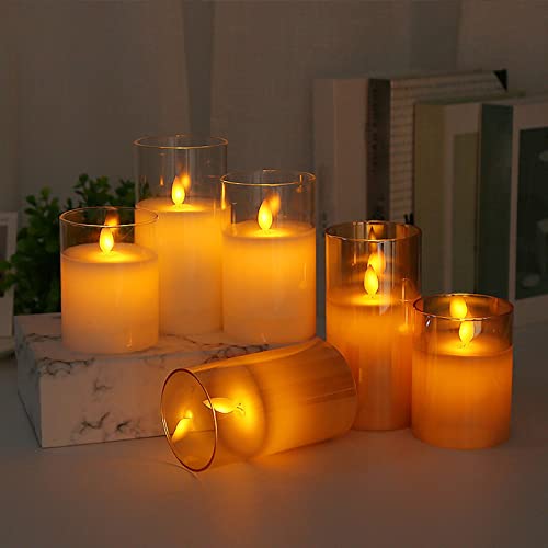 ATORSE® 3 Pieces Flickering Flameless Candles for Centerpiece Home Party Clear