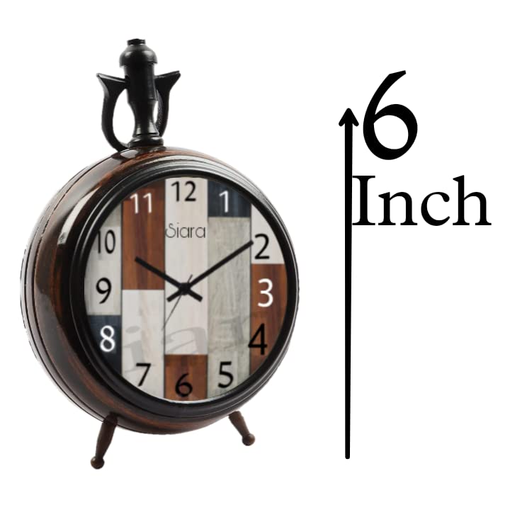 Siara Table Clock Antique Style Office and Home Decor Items Size 6 inch