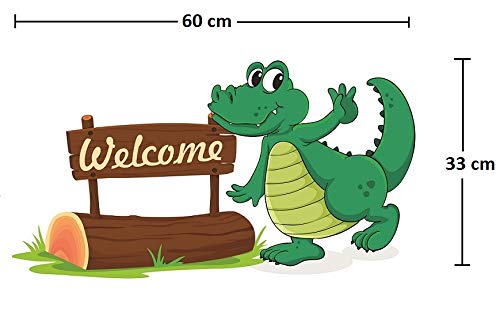 Asmi Collections PVC Wall Stickers Beautiful Crocodile Welcomes(33 * 60 cm)