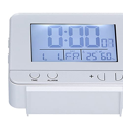 Digital Clock Large Display, 180 Degree Free Rotation Office Desk Decor for Bedroom for Household(Silver)