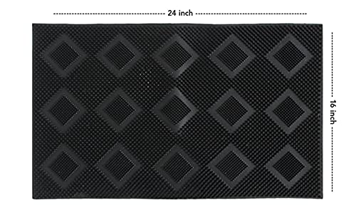 CASANEST Rubber Stud Mt, Outdoor Black Doormat,Size16x24 Inch,Non Slip MAt