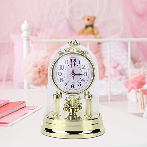 Clock Decor, Table Clock, Table Clock Silent Clock Antique Clock for Bedroom Study Living Room Indoor(Gold)