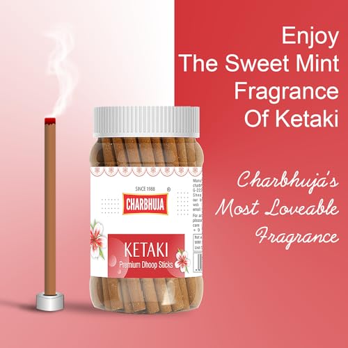 CHARBHUJA Fragrant Dry Dhoop Sticks (6 * 100g=354 Sticks) Charcoal Free Stick for Home & Office Fragrance, Pooja, Hawan, Uplift Mood (Kesar Kasturi, 24 Carat, Pineapple, Rajnigandha, Rose, Ketaki)