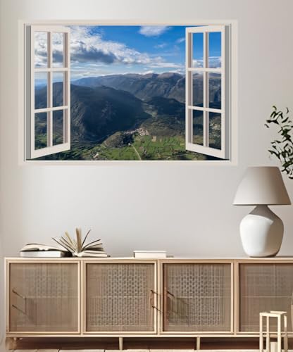 JVERF - JZZA28621 Spain Mountains Gosol Clouds from Above| Self-Adhesive Open Window Wall Sticker