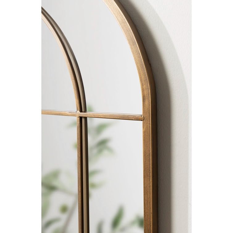 VENETIAN IMAGE Metal Arched Wall Mirror 19x40 Elegant Home Décor for Entryway, Hallway, Living Room (Gold)