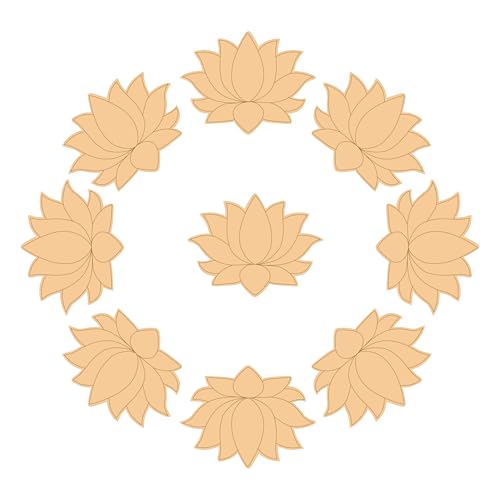 SVM CRAFT® MDF DIY Cutouts Lotus (12 Pcs) Plain MDF Blank Cutouts for DIY, Artwork, Decoupage, Resin Art, Craft Project, Home Office Festive Décor,Brown