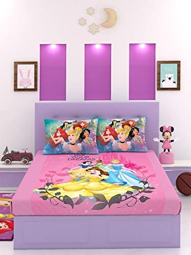 Athom Trendz Disney Princess Cotton Double Bedsheet 270 x 270 cm