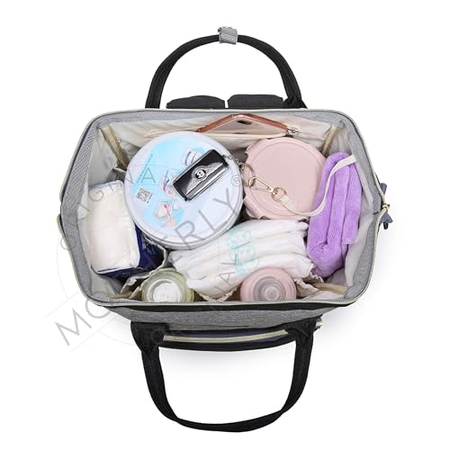 motherly Stylish Babies Diaper Bags for Mothers for Travel | 6 Month Warranty (Black and Gray)