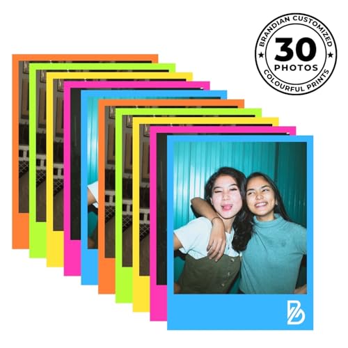 Brandian 30 Customised Coloured Frame Photo Print Picture Prints Customize Your Photos with our Style Prints Add Text & Emoji Gift Multicolour 4 X 3 Inches, (Pack of 30)