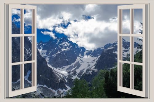 JVERF - JZZA24675 Mountains Slovakia Scenery Tatra Mountains Crag| Self-Adhesive Open Window Wall Sticker