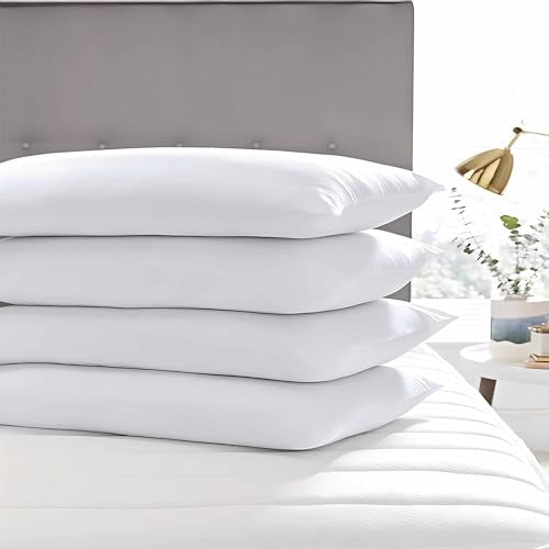 Bed Pillows Standard Size Set of 4 Pack for Sleeping 20"x26", Soft Fluffy Hypoallergenic Skin Friendly Down Alternative Filling Machine Washable