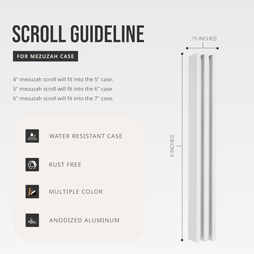 A&S Mezuzot Mezuzah Aluminum Modern Adi Sidler LINE Design Home Blessing Cover (White, 12cm-5inch)