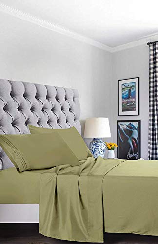 Elegant Comfort 1500 Thread Count Luxury Egyptian Quality Super Soft Wrinkle Free and Fade Resistant 4-Piece Sheet Set, King, Green