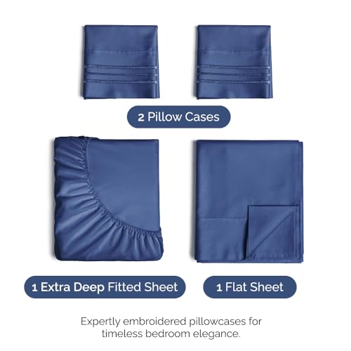 Extra Deep Pocket Sheets - 4 Piece Sheet Set - Deep Pocket Twin Sheets - Extra Deep Pocket Twin Sheets - Deep Fitted Sheet Set - Extra Deep Pocket Twin Size Sheets - Easily Fits Extra Deep Mattresses