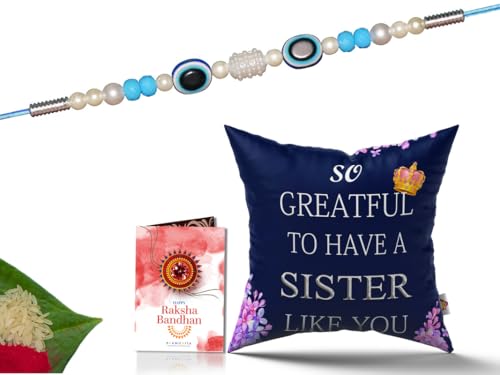 Pillow Rakhi for Brother with Gift - Rakhi with Rakhi Cushion with Filler Greeting Card- Rakhi for Brother, Gifts for Brother, Gifts for Rakhi, Gifts for Rakshabandhan Rakhi Gifts-CH-SIS-32-PC