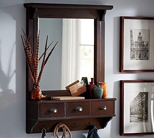 COZY HAUS Wooden Dressing Mirror with Hooks and 3 Storage Drawers