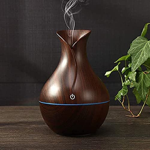 DALPHA Wood Grain Vase Style Aroma Diffuser Ultrasonic Cool Mist Big Pot Wooden Humidifier with LED Lights (Multicolor)