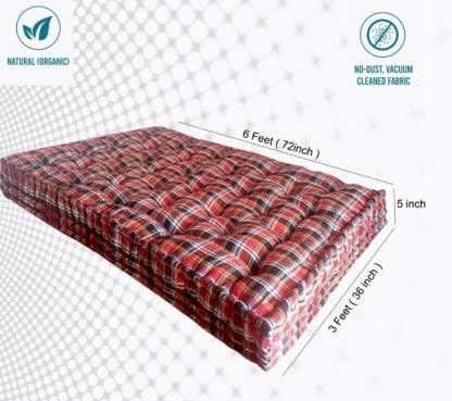 IMSMARTMART Heavy Border Plus 5 inch Single Cotton MattressSoft Cotton Multicolor Mattress Gadda Single Bed Ideal Travel, Home, Dabha, Hotel, Marriage Hall (L x W: 72 inch x 36 inch)