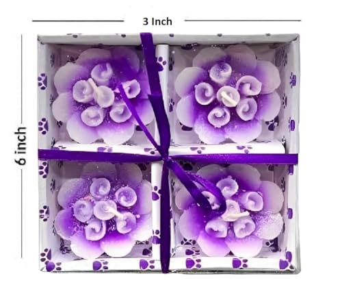 The Decor Affair Radiate Love and Light with These Unique Rose Candle Blossoms - Set of 4 Stunning Multicolour Floating Candles (Purple)