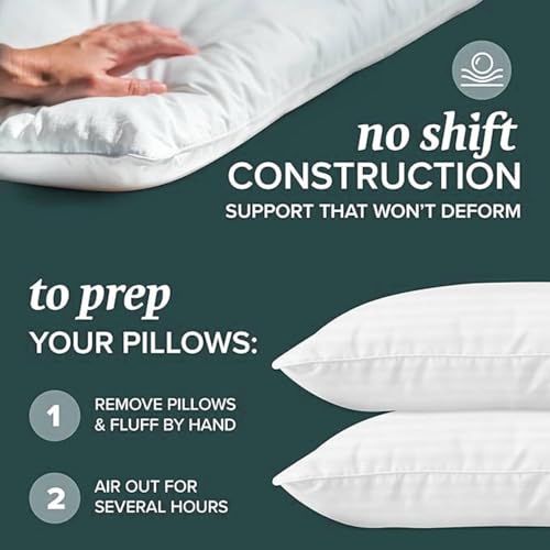 ASTITA Hotel Collection Standard Size Polyester Fibre Bed Pillows Set of 2- Cooling Polyester Pillow for Back, Stomach or Side Sleepers - 27x17 Inches Sleeping Pillow Set (White)