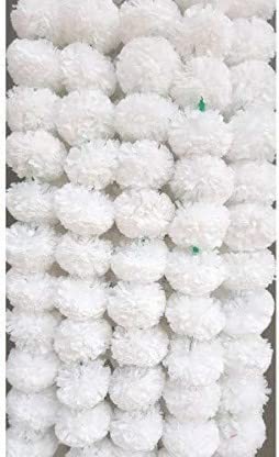 Artificial Marigold Fluffy Flowers Garland White 60 inch Pack of 15