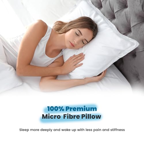 Sleepsia Hotel Pillows for Sleeping - Ultra Soft Bed Four Pillows for Side, Front and Back Sleepers (White, 4 Piece) 60.96LX40.64WX12.7H (Set of 4) - Microfiber Bed Pillows