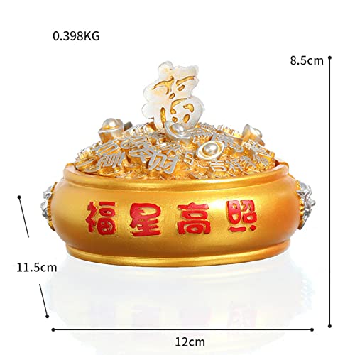 MYADDICTION Chinese Ashtray with Lid Resin Crafts Sculpture for Home Decoration Men Gift Gold A