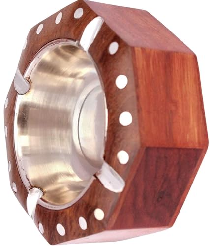 MM Crafts Colletion Hexagon shape Elegant Wooden Ashtray Enhancing Your Smoking Experience in Style Brown Hight quality Wooden Ashtray.