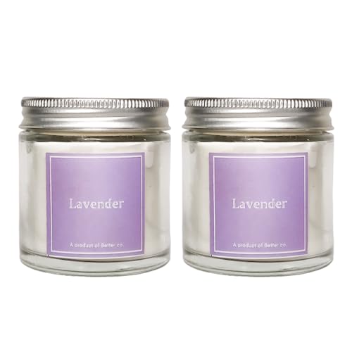 Better co Scented Soy Wax Clear Jar Candle Organic Luxury Aroma of Lavender Burning Time Upto 20 Hours | Pack of 2