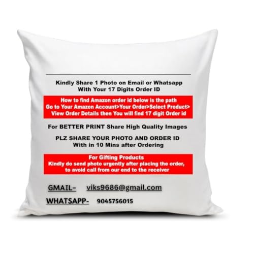 Personalized Pillow with 1 Photo, Standard, Red White, 1 Cushion/Pillow Covers and 1 Filler (PF-04)