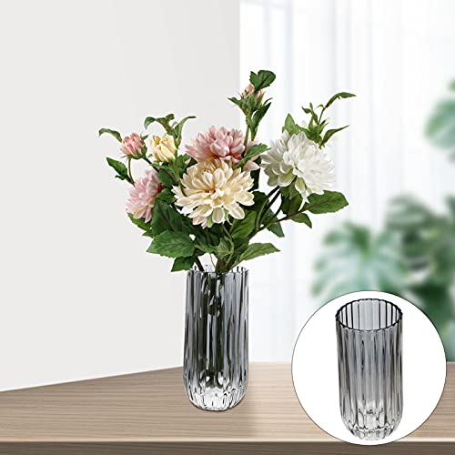 Artibetter Glass Flower Vase Modern Flower Container Hydroponic Flower Planter Terrarium Decorative Crystal Vase for Home Living Room Bedroom Office Grey