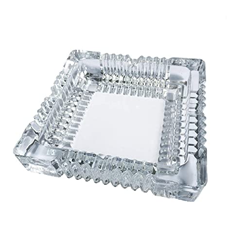 Zeguard Handicraft Glass Cigarette Ashtray (Clear) Design May Round or Square Any