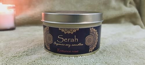 Serah Organic 200 ML Rose-Scented Soy Candles - Handpoured, Double Wick, Infused with Dried Rose Petals - Ideal for Rose Day and Valentine's Day - Elegant Gift for Love