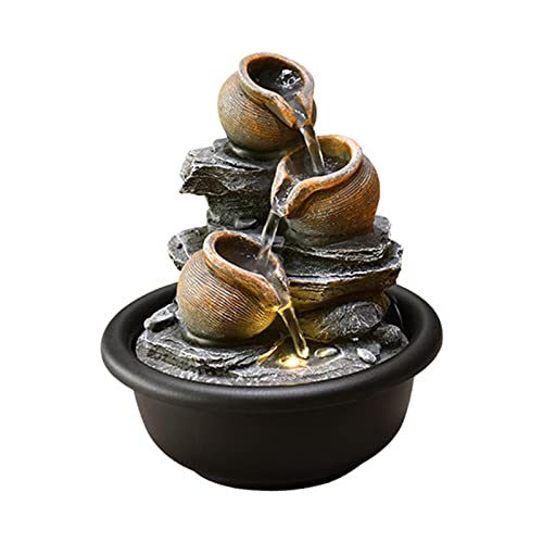 CALANDIS® Indoor Waterfall Fountains Meditation Relaxing Office Decor Desktop Fountain Round Pot | 1 Tabletop Fountainâ (EU Plug)