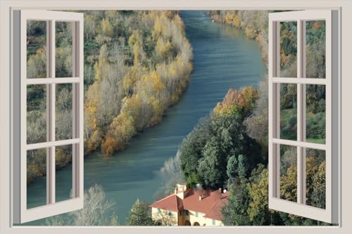 JVERF - JZZA26624 Rivers Forests| Self-Adhesive Open Window Wall Sticker