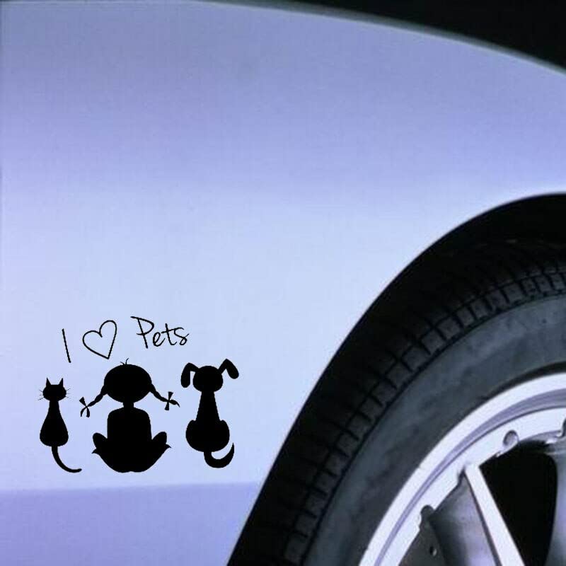 GADGETS WRAP Vinyl Wall Decal Sticker I Love Pets Baby Girl Dog Cat Car Sticker