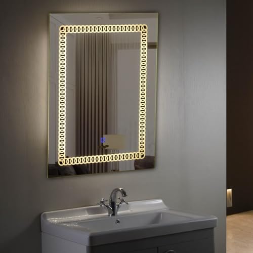 Crystal Indian Glass Wall Mounted Rectangular Mirror Design Makeup and Grooming Living Room Bedroom Dressing Offices Bathroom Washbasin (18X24)