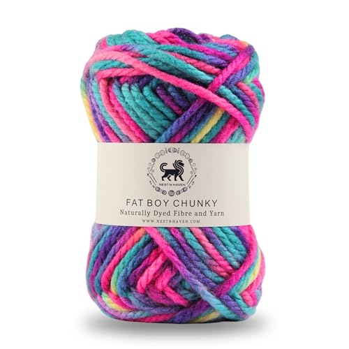 NESTNHAVEN, Fat BOY Chunky Motu Thick Hand Knitting/Crochet Wool Yarn, 6 mm Thickness, Pack of 1 (1 Ball / 100 Grams), Multicoloured (BBCH014)