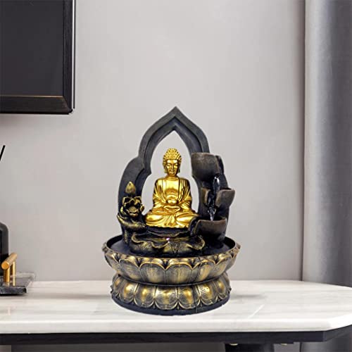 CALANDIS Thai Buddha Table Water Fountain Resin Indoor Fengshui Meditation Relax