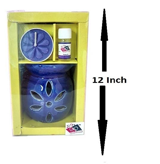 The Decor Affair 1 Pcs Lavender Dreamscape Luminary Ensemble - Azure Skies Ceramic Tea Light Keeper, Aroma Infusion Illuminator, and Wax Euphoria Melter.