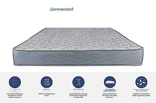 GERMAN TECH Germantech Bed Mattress 6 inch Pocket Spring Mattress Medium Firm Memory Foam Mattress 12 Year Warranty by Germantech (75x47x6 Inch)