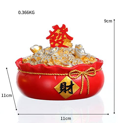 MYADDICTION Chinese Ashtray with Lid Resin Crafts Sculpture for Home Decoration Men Gift Red C
