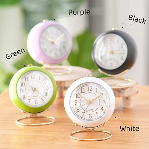 Desk Clocks Classic Non-Ticking Tabletop Alarm Clock with Backlight Battery Operated Mini Digital Dial Gold Cute Small Table Clocks for Shelf Bedroom Office Living Room Kitchen Indoor Decor (Black)